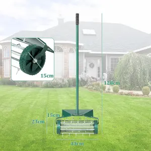 Costway Rolling Garden Lawn Aerator Roller Rotary Push Tine Spike Soil Lawn Aerator Tool