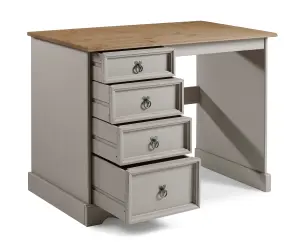 Mercers Furniture Corona Grey Wax Dressing Table 4 Drawer Computer Desk Solid Pine with Mexican Styling