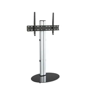 AVF Eno 60cm Pedestal TV Stand, for TVs 32-55" - Silver & Black Glass