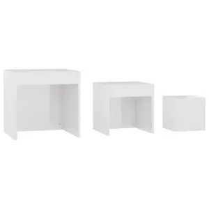 Gnesis Nesting Tables 3 pcs Engineered Wood (Set of 3) High Gloss White / High Gloss White