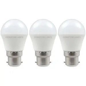 Crompton Lamps LED Golfball 4.9W B22 Daylight Opal (40W Eqv) (3 Pack)