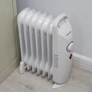 Portable 7 Fin Oil Filled Radiator Electric White Home Office Heater Thermostat