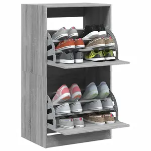 Berkfield Shoe Cabinet with 2 Flip-Drawers Grey Sonoma 60x42x108 cm