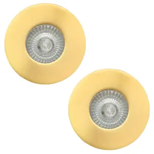 Litecraft 2 Pack Satin Brass Modern IP65 Fire Rated Bathroom Downlights