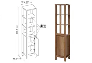 Bathroom Furniture Set: Freestanding 600 Vanity Sink Cabinet Mirror Tall Storage Unit Oak Effect Classic