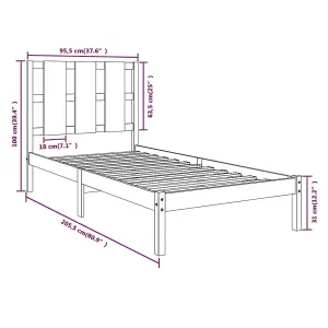 Berkfield Bed Frame White Solid Wood Pine 90x200 cm