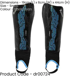 S - Football Shin Pads & Ankle Guards BLACK/CYAN High Impact Slip On Leg Cover