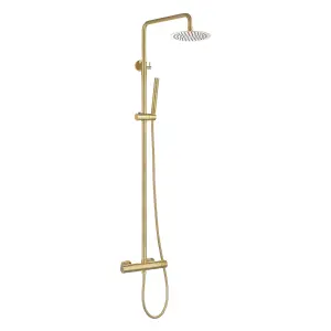 Valletta Thermostatic Shower Kit with Fixed Head & Handset - Brushed Gold