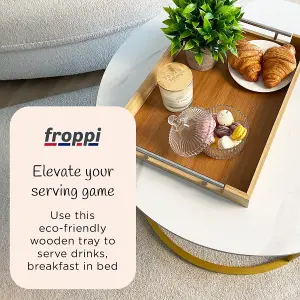 Froppi™  Bamboo Serving Tray Set of 2, Outdoor Tray, Lightweight Dining Tray, Snack Tray, Vanity Tray, Trinket Tray, Wooden Tray