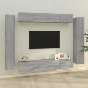 Berkfield 8 Piece TV Cabinet Set Grey Sonoma Engineered Wood