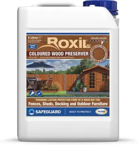 Roxil Wood Stain Preserver (5L Autumn Gold) - 5 Year Protection for Indoor & Outdoor Wood. No VOCs, Fast-Drying. 25 m Coverage