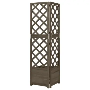 Berkfield Corner Trellis Planter Grey 40x40x150 cm Solid Fir Wood