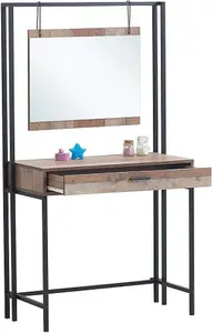 Stretton Urban Bedroom Dressing Vanity Makeup Table Mirror & Drawer Rustic Oak