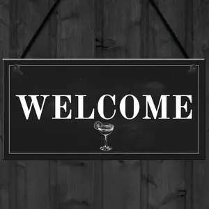 Shabby Chic Welcome Sign To Home Bar Pub Plaque Garden Summerhouse Sign