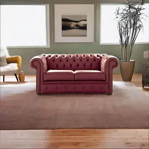 Chesterfield 2 Seater Shelly Burgandy Leather Sofa Settee Bespoke In Classic Style