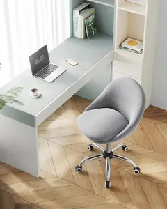 SONGMICS Executive Swivel Office Chair, Fabric Desk Chair, Soft Foam Seat Padding, Adjustable Height, Dove Grey