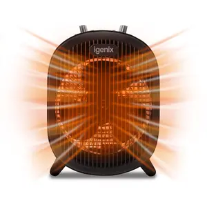 Igenix IG9022, Electric Fan Heater with 2 Heat Settings, Portable, Black