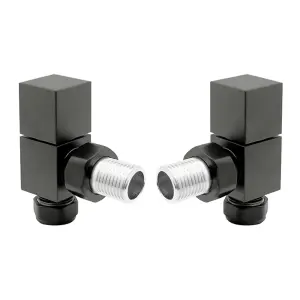 Pair Of Square Grey Angled Radiator Valves