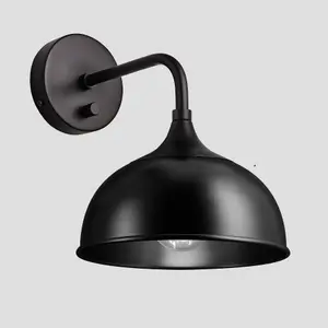 Industville Chelsea Dome Wall Light, 8 Inch, Black, Black Holder