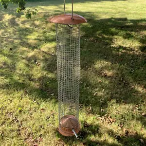 Deluxe Complete Metal Bird Feeding Station with Large Copper Style Feeders & Baffle