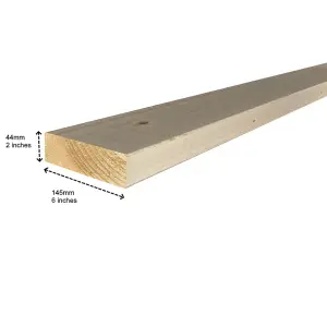 Eased Edge C16 Grade Timber Joists Kiln Dried 44x145mm Untreated Length of 180cm