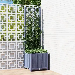 Berkfield Garden Planter with Trellis Dark Grey 40x40x136 cm PP