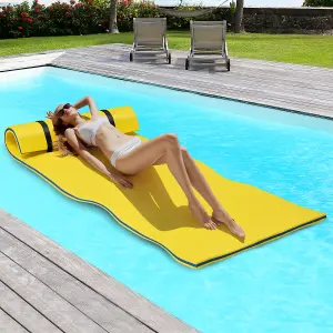 Costway Floating Water Mat Pool Roll-up Floating Mattress w/ Rolling Pillow