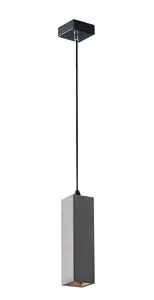 Luminosa Kruk Slim Square Ceiling Pendant, Dark Grey, GU10