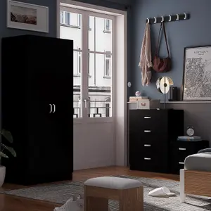 Wardrobe 2 Door Matt Black Finish