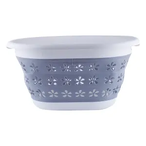 Grey Plastic Foldable Laundry Basket - 16L