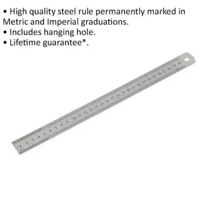 Premium 300mm Steel Ruler with Metric and Imperial Markings for Precision Measurement