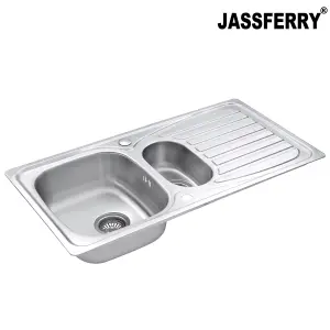 JASSFERRY Stainless Steel Kitchen Sink Inset 1.5 Bowl Reversible Drainer