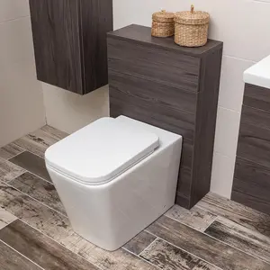 Novela Back to Wall Toilet WC Unit in Dark Wood