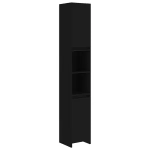 Berkfield Bathroom Cabinet Black 30x30x183.5 cm Engineered Wood