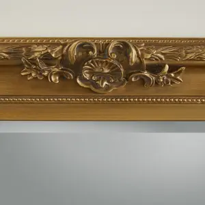 Wall Mirror Carved Louis Decorative Rectangular shape with Gold Ornate Frame- H110cm x W 80cm x D 6.5cm for Hanging in Bedroom