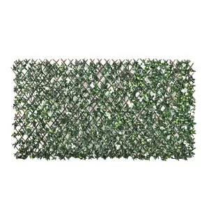 True Products Premium Expanding Willow Trellis Fence - Artificial Laurel And White Flower Garden Wall Screening