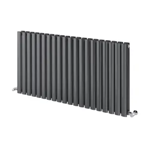 Kensington Grey Double Horizontal Radiator - 600x1180mm