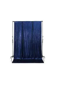 Neel Blue Shiny Fabric Sequin Backdrop Glitter Curtain, Navy Blue - 4ft x 9ft