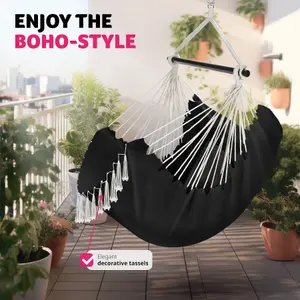 Hanging Chair Malika, Boho Style, Load Capacity 150kg - black