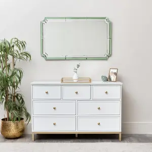 Melody Maison Rectangle Green Glass Art Deco Wall Mirror 60cm x 100cm