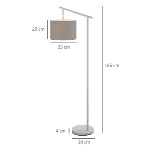 HOMCOM Floor Lamp with 350 Degree View Rotating Lampshade, LED Bulb Included, Grey