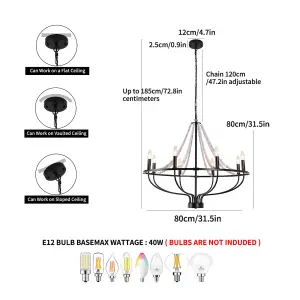 Garwarm black  8-Light Wood Beaded metal Chandelier