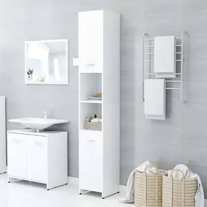 Berkfield Bathroom Cabinet White 30x30x183.5 cm Engineered Wood