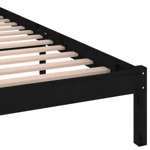 Berkfield Day Bed Solid Wood Pine 200x200 cm Super King Black