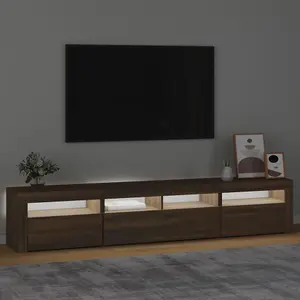 Berkfield TV Cabinet with LED Lights Brown Oak 210x35x40 cm