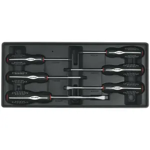 Premium 6 Piece Screwdriver Set with Modular Tool Tray and Organizer