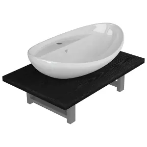 Berkfield Two Piece Bathroom Furniture Set Ceramic Black