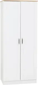 Portland 2 Door Wardrobe in White with Oak Effect Finish