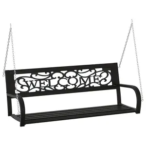 Berkfield Garden Swing Bench 125 cm Steel and Plastic Black