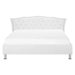 Faux Leather EU King Size Bed White METZ